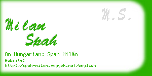 milan spah business card